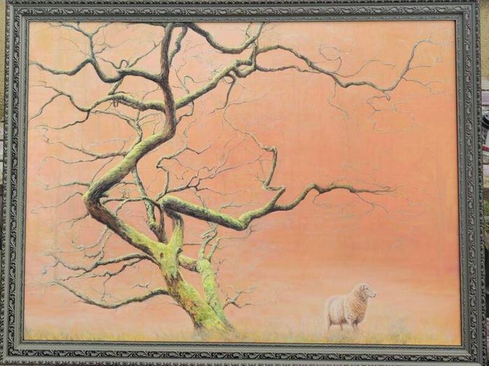 Original Oil Painting  - Peach Sunset