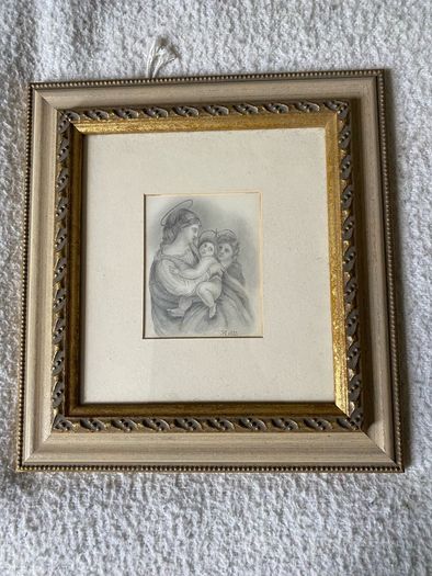 Antique pencil drawing depicting a bibical scene 1833