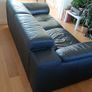 Black leather 3-seater sofa Image 3