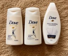 Dove minis shampoo, conditioner, shower gel