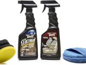 Glass Polish BUNDLE 41015, Gliptone Leather Cleaner and Leather Conditioner with Applicator pad and Microfiber Sponge