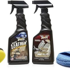 Glass Polish BUNDLE 41015, Gliptone Leather Cleaner and Leather Conditioner with Applicator pad and Microfiber Sponge