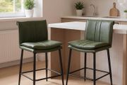 Set of 2 Bar Stools PU Leather Padded Bar Chairs for Kitchen Armless Counter Stools