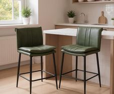 Set of 2 Bar Stools PU Leather Padded Bar Chairs for Kitchen Armless Counter Stools