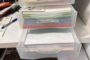 A4 desk drawer unit full with photo plain coloured card A4 sheets