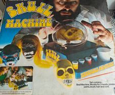 Vintage Denys Fisher Skull Machine, a 1970s toy designed for casting and decorating plaster skulls.