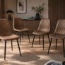 Set of 4 Brown Faux Leather Dining Chairs with Black Metal Legs Image 5