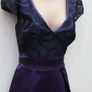Karen Millen Purple Black Signature Elegant Lace Satin Pleat Skater Dress Image 5