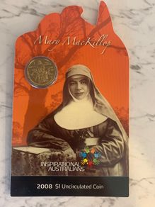 2008 One Dollar Carded Unc Coin Mary MacKillop