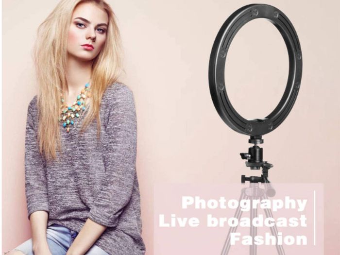 LED Ring Light 10" with Tripod Stand & Phone Holder for Live Streaming & YouTube Video, Dimmable Desk Makeup Ring Light for Photography, LED Lamp with tripod