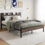 King Size Bed Frame with Storage Wooden Headboard,5ft Metal Upholstered Platform Bed Frame King Size Bed Base,Mattress Base/Sturdy Steel Slat Support/Under-bed Storage/Noise Free Image 10