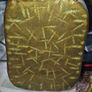Antique Brass Tabletop Dinner Gong with Stand & Mallet Beautiful Etched Patina Postage Available or Collection, Image 3