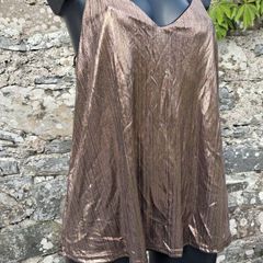 Rose Gold Metallic Strap V Neck Top