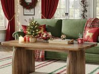 main image for ad Coffee Table Mid-Century Style Sleek Oak Look with Artistic Curved Base