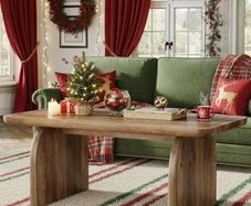 Coffee Table Mid-Century Style Sleek Oak Look with Artistic Curved Base