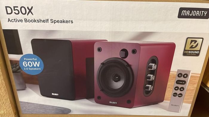 Bluetooth Book Shelf Speakers Maroon Colour