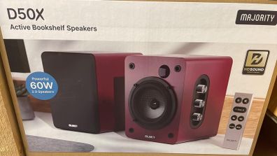 Bluetooth Book Shelf Speakers Maroon Colour
