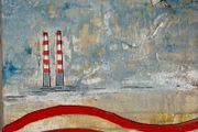 Original Abstract Painting Painting of Poolbeg chimneys Dublin Contemporary Art Original Art Modern Irish abstract art