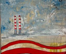 Original Abstract Painting Painting of Poolbeg chimneys Dublin Contemporary Art Original Art Modern Irish abstract art