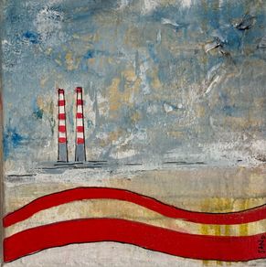 Original Abstract Painting Painting of Poolbeg chimneys Dublin Contemporary Art Original Art Modern Irish abstract art