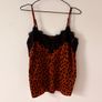 Women's leopard print lace cami top with spaghetti straps Image 2