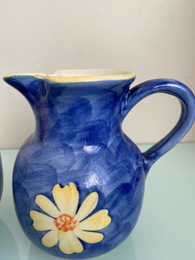 New Azure Blue Hand Painted Bowl and Jug