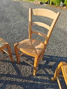 6 Wooden Wicker Dining Table Chairs