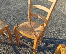 6 Wooden Wicker Dining Table Chairs