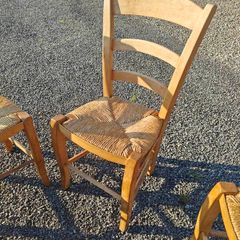 6 Wooden Wicker Dining Table Chairs