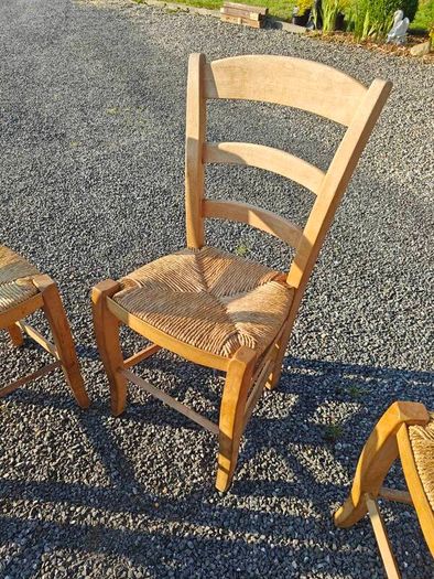 6 Wooden Wicker Dining Table Chairs