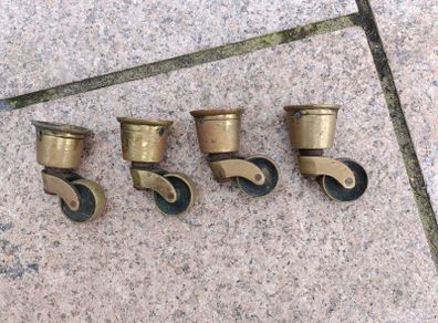 4 antique brass castors