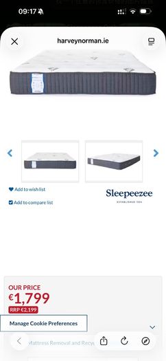 Sleepeezee Super King Mattress - Excellent Condition