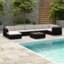 8 Piece Garden Lounge Set with Cushions Poly Rattan Black Image 5