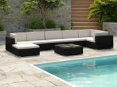 8 Piece Garden Lounge Set with Cushions Poly Rattan Black