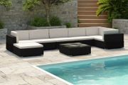 8 Piece Garden Lounge Set with Cushions Poly Rattan Black