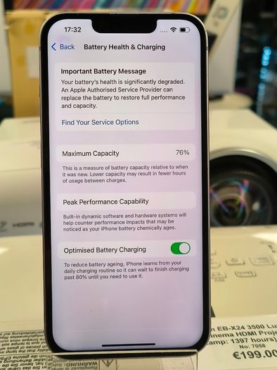 Apple iPhone 14 128GB LOCKED TO THREE Network Purple (Battery: 76%)
