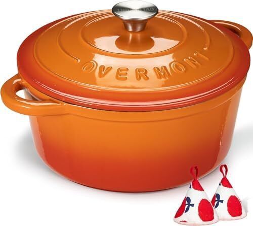 Enamelled Cast Iron Round Casserole Pot With Lid Non-stick Dutch Oven Cookware for Braising, Stews, Roasting, Bread Baking