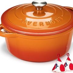 Enamelled Cast Iron Round Casserole Pot With Lid Non-stick Dutch Oven Cookware for Braising, Stews, Roasting, Bread Baking