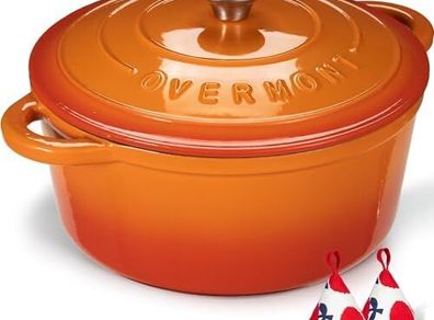 Enamelled Cast Iron Round Casserole Pot With Lid Non-stick Dutch Oven Cookware for Braising, Stews, Roasting, Bread Baking