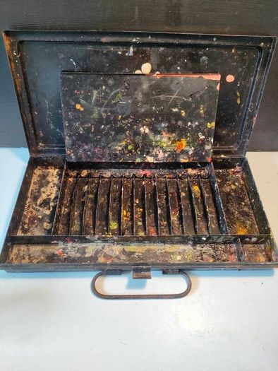 2 x Art Nouveau Japaned Metal Paint Boxes( Reeves of London)