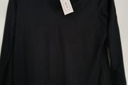 Ladies black v-neck top, long sleeves with tie design, size 14, new with tag