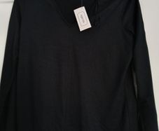 Ladies black v-neck top, long sleeves with tie design, size 14, new with tag