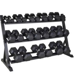 Hex Dumbbells 2.5 - 25kg + Storage rack