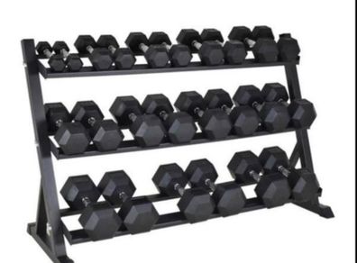 Hex Dumbbells 2.5 - 25kg + Storage rack