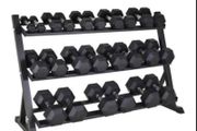 Hex Dumbbells 2.5 - 25kg + Storage rack