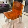 Four striking chrome and plastic orange vintage Italian dining chairs. Very decent and useable condition. A bargain at this price. Image 4