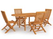 5 Piece Garden Dining Set Solid Teak Wood