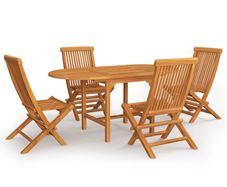 5 Piece Garden Dining Set Solid Teak Wood