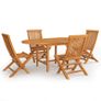 5 Piece Garden Dining Set Solid Teak Wood Image 5