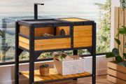 Wooden Tortoise Habitat | Reptile Enclosure with Stand &amp; Light Holder | Indoor &amp; Outdoor Small Animal House